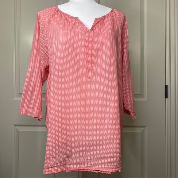 David Jones Pink & white print V neck top - Picture 4 of 13